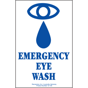 Emergency Eye Wash sign is made of thick, polyethylene plastic with 3/16" eyelets in each corner for easy installation.